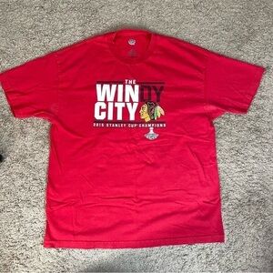 2015 Chicago Blackhawks NHL Stanley Cup Winner Windy City Red Short Sleeve Sz XL